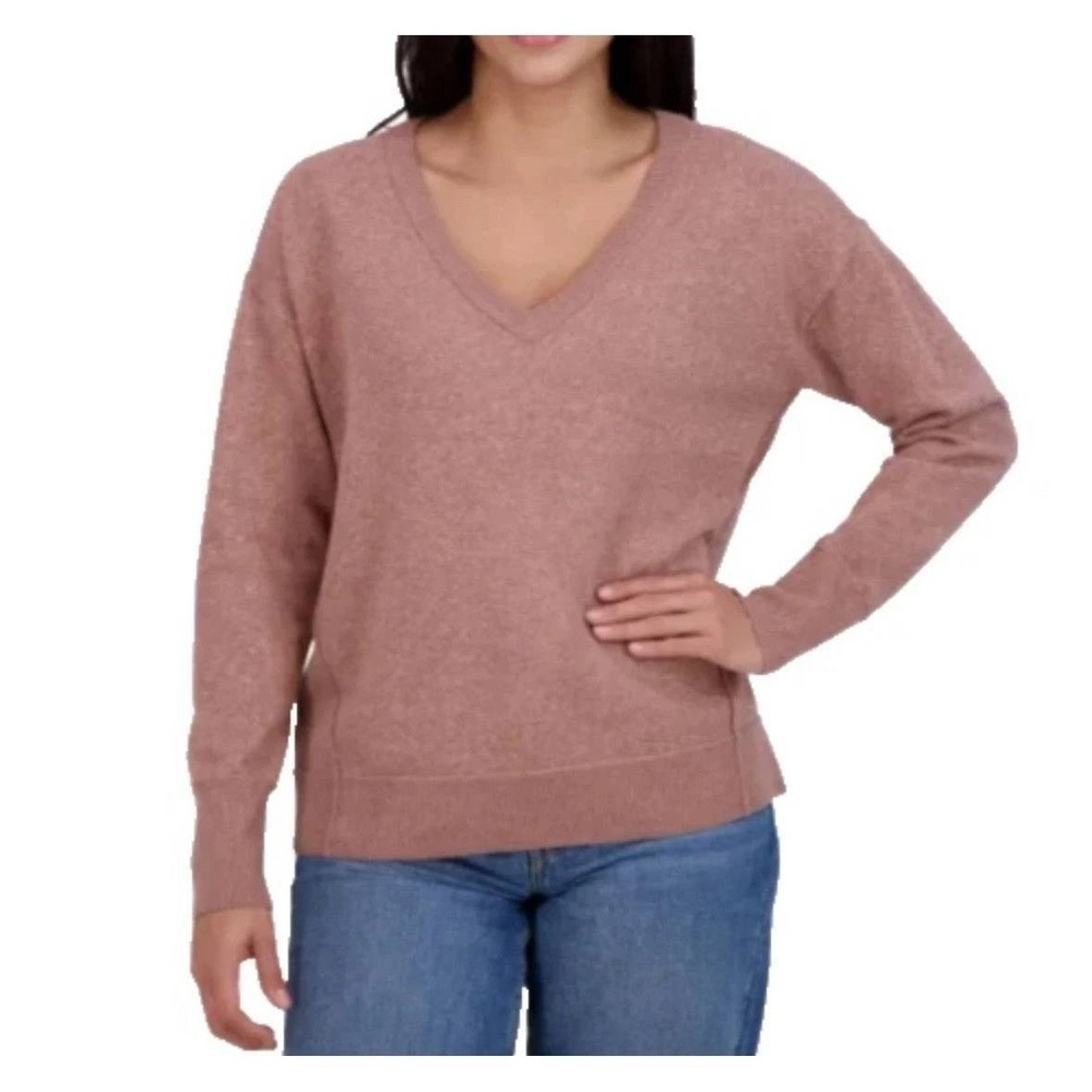 NEW Lucky Brand Women's XL V Neck Long Sleeve Sweater Top Rose Pink